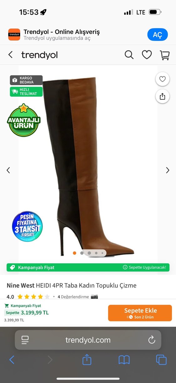 Kahverengi Çizgili Dizüstü Deri Çizme - Görsel 5