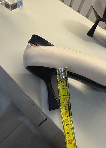 Beyaz Siyah Topuklu Kadın Stiletto - Görsel 4