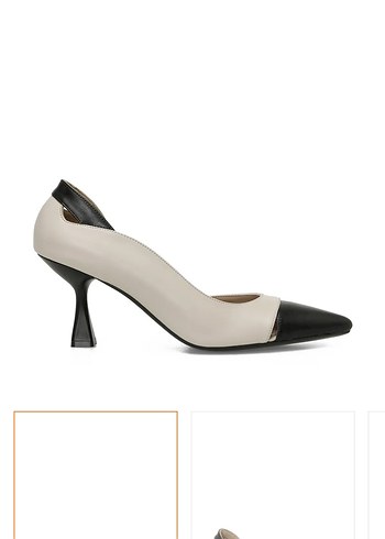 Beyaz Siyah Topuklu Kadın Stiletto - Görsel 11