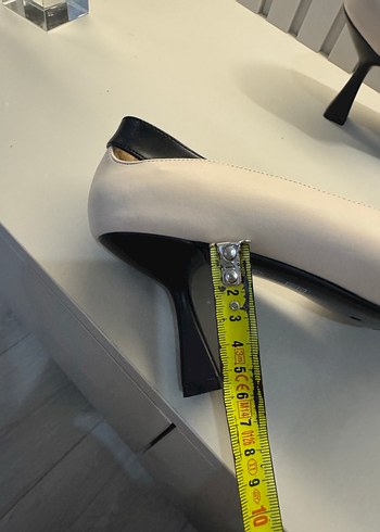 Beyaz Siyah Topuklu Kadın Stiletto - Görsel 5