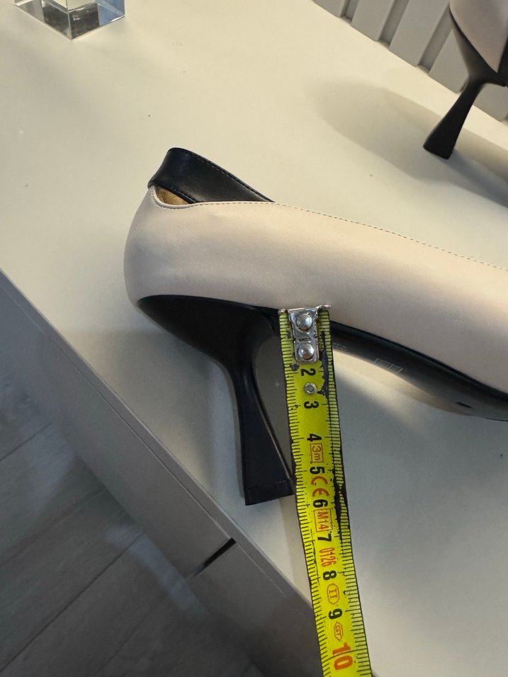 Beyaz Siyah Topuklu Kadın Stiletto - Görsel 5