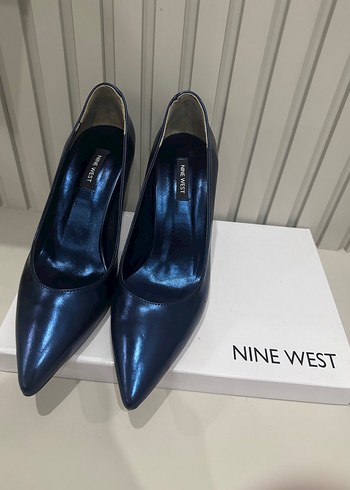 Mavi Parlak Stiletto Topuklu Kadın Ayakkabı