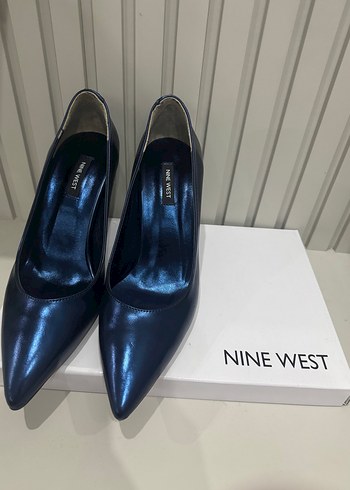 40 Beden Mavi Parlak Stiletto Topuklu Kadın Ayakkabı