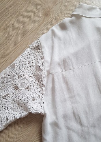 Beyaz Dantel Gömlek - Görsel 4