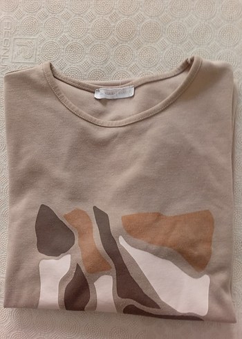 Bej Uzun Kollu Hamile Tişörtü - Görsel 2