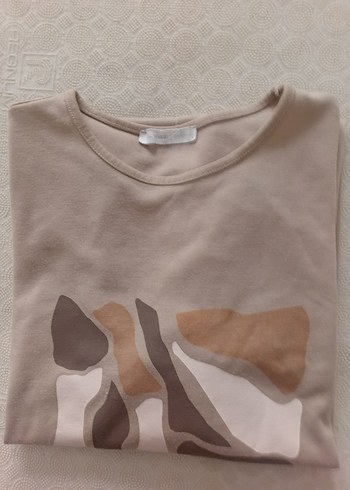 Bej Uzun Kollu Hamile Tişörtü - Görsel 3