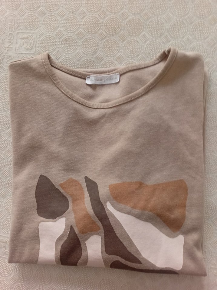 Bej Uzun Kollu Hamile Tişörtü - Görsel 2