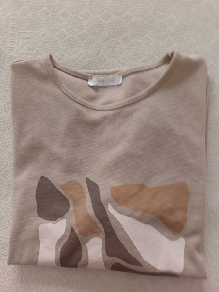 Bej Uzun Kollu Hamile Tişörtü - Görsel 3