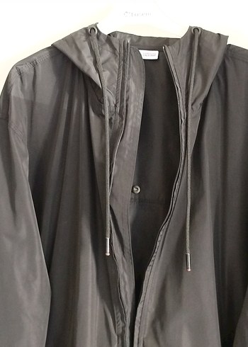 2xl Beden siyah Renk Erkek Siyah Kapüşonlu Fermuarlı Yağmurluk