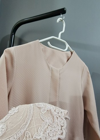 Pudra Rengi, Özel Dikim Dantel Detaylı Kap - Görsel 6