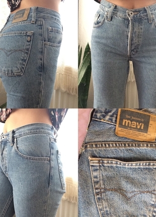 s Beden Mavi Vintage Yüksel bel mom jeans