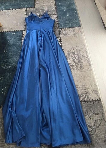 s Beden mavi Renk Yeni uzun yırtmaçlı elbise