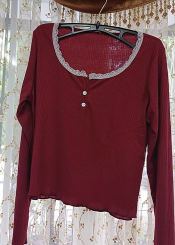 Bordo Kadın Uzun Kollu Rahat Pijama Takımı - Görsel 3