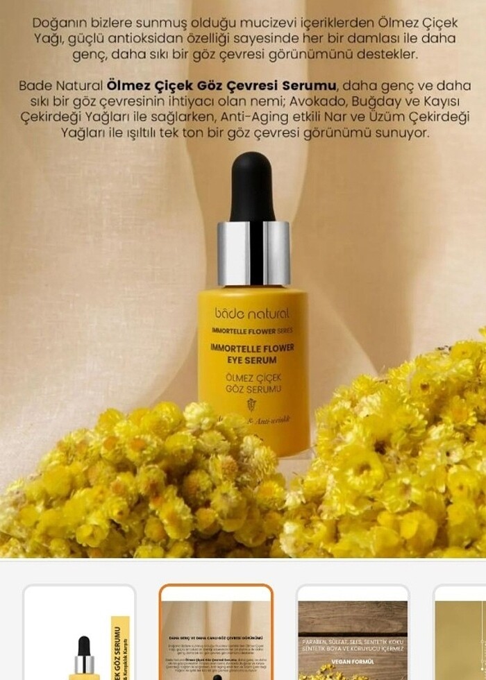 BADE NATURAL ÖLMEZ ÇİÇEK GÖZ SERUMU - Görsel 2