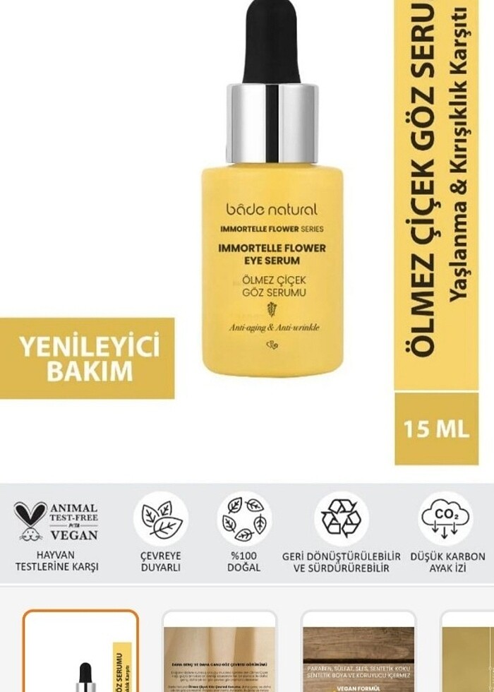 BADE NATURAL ÖLMEZ ÇİÇEK GÖZ SERUMU - Görsel 4