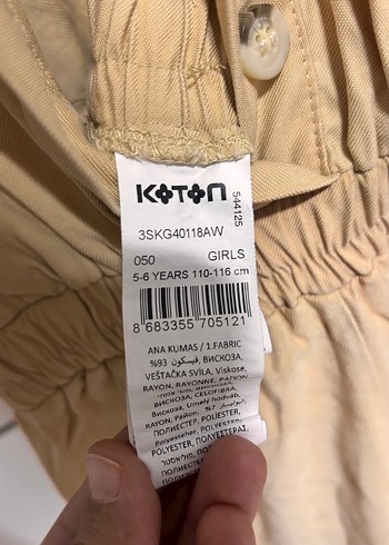 Koton Bej Keten Kemerli Çocuk Tulum