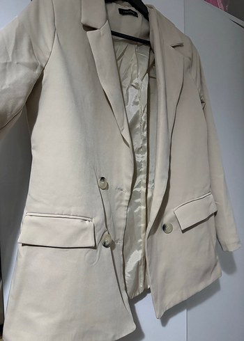 Bej Düğmeli Kadın Blazer Ceket - Görsel 2