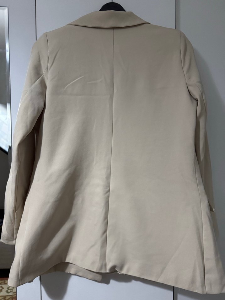 Bej Düğmeli Kadın Blazer Ceket - Görsel 3