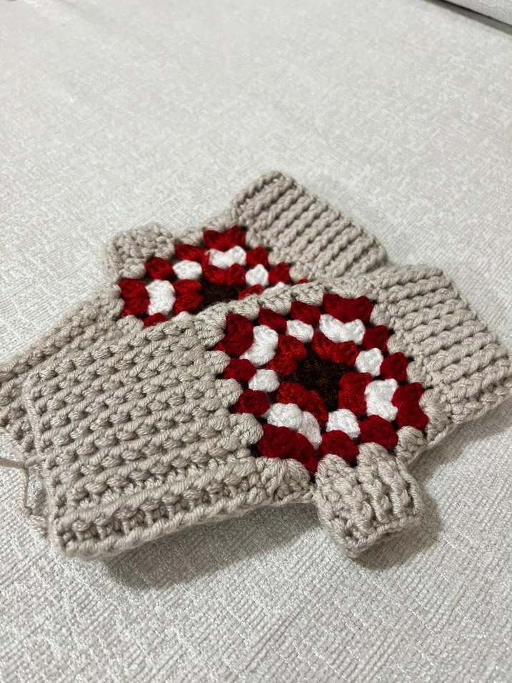 Bohem Çok Renkli Örgü Kadın Eldiven - Görsel 2