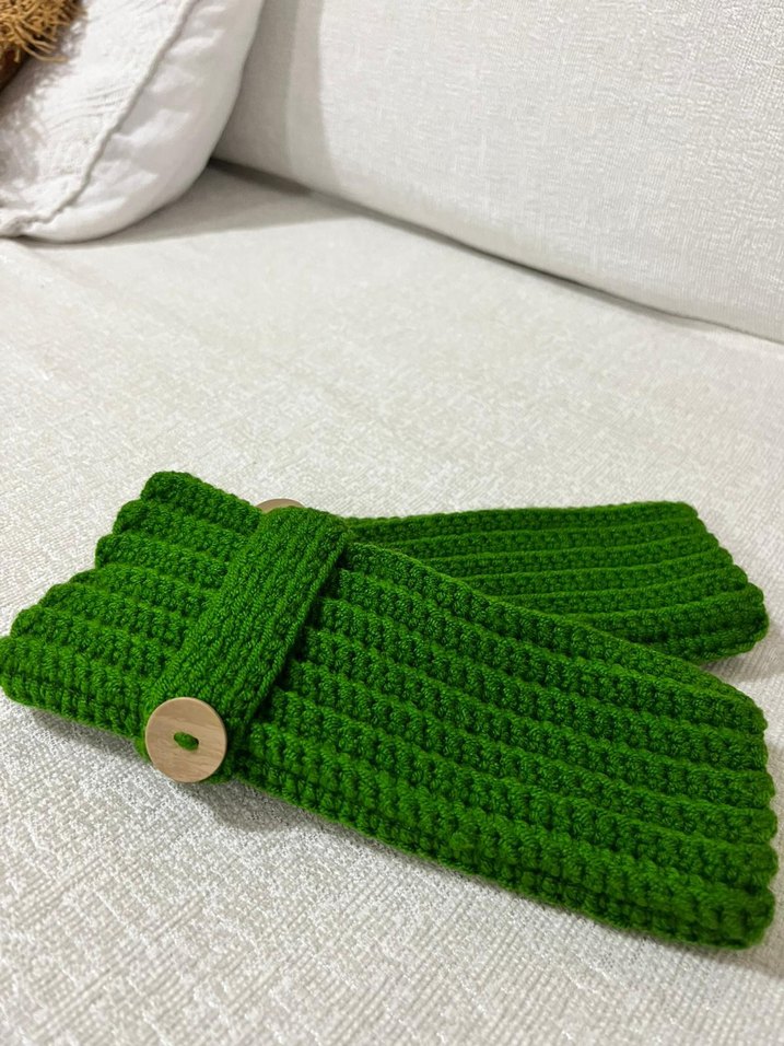 Kadın Örgü Yeşil Eldiven - Görsel 2