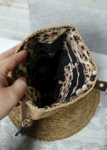 Bej Örgü Kadın Şapka ve çanta - Görsel 3