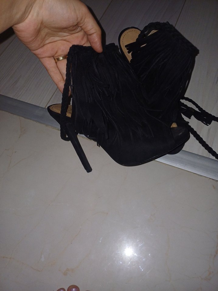 Siyah Bohem Bağcıklı Ayakkabı - Görsel 2