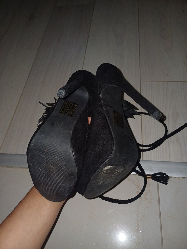 Siyah Bohem Bağcıklı Ayakkabı - Görsel 3