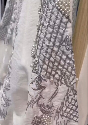 m Beden İnci işlemeli kimono ceket