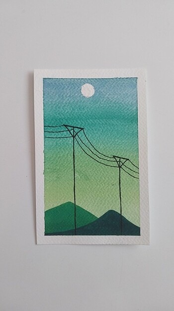 Elektrik telleri sulu boya resim