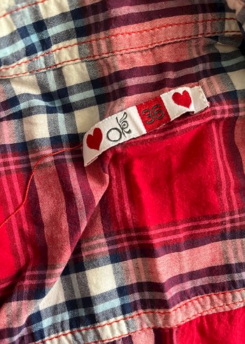 Kırmızı Kareli Kısa Kollu Kadın Gömlek - Görsel 2