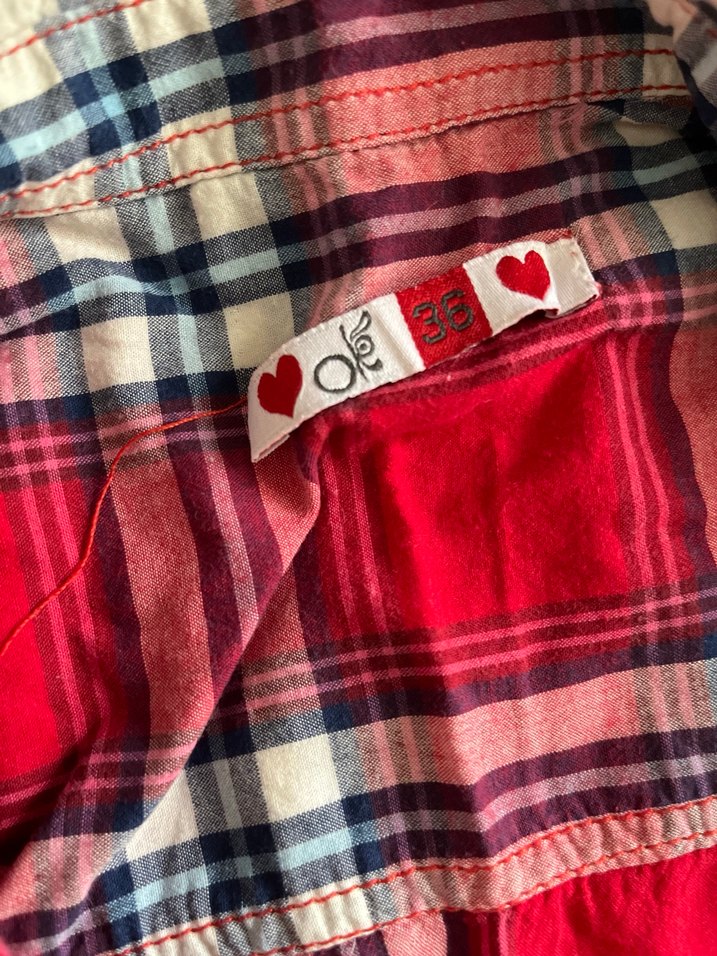 Kırmızı Kareli Kısa Kollu Kadın Gömlek - Görsel 2