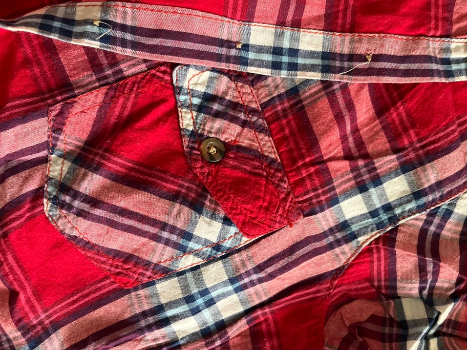 Kırmızı Kareli Kısa Kollu Kadın Gömlek - Görsel 3