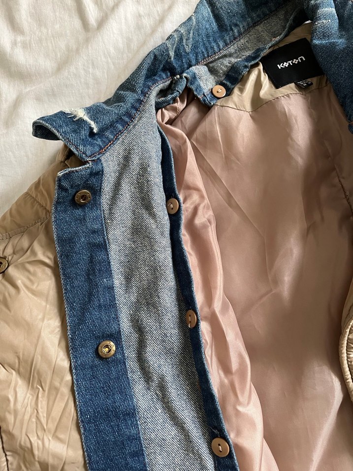 Bej Düğmeli Kadın Ceket Midi Boy - Görsel 2