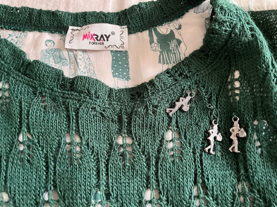 Yeşil Nakışlı Bohem Triko Kazak - Görsel 2