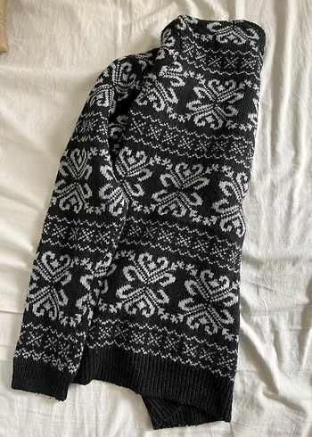 Siyah Bohem Örgü Kadın Kazak - Görsel 2