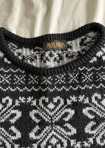 Siyah Bohem Örgü Kadın Kazak - Görsel 3