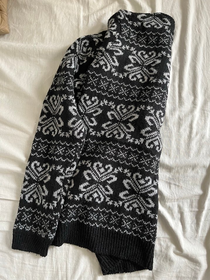 Siyah Bohem Örgü Kadın Kazak - Görsel 2