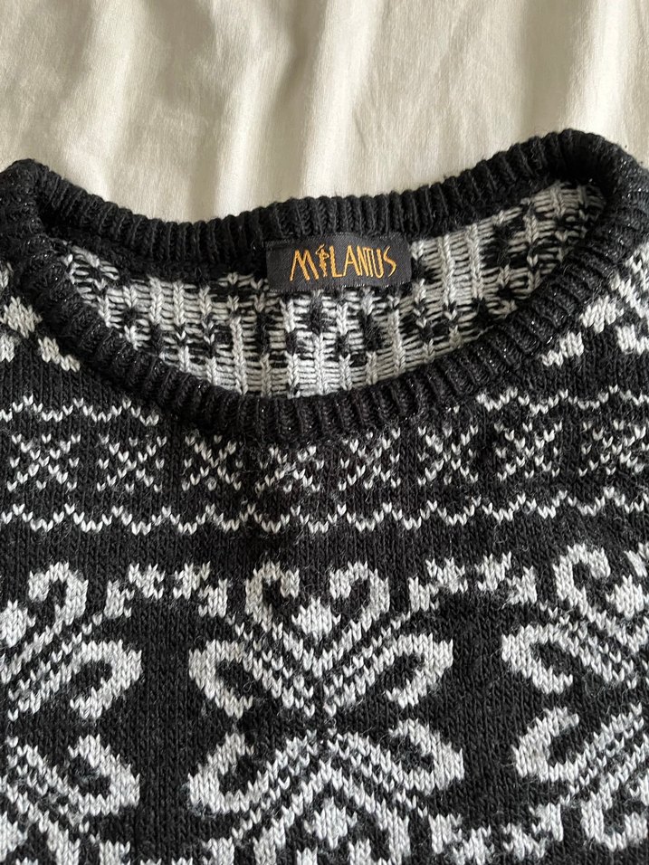 Siyah Bohem Örgü Kadın Kazak - Görsel 3