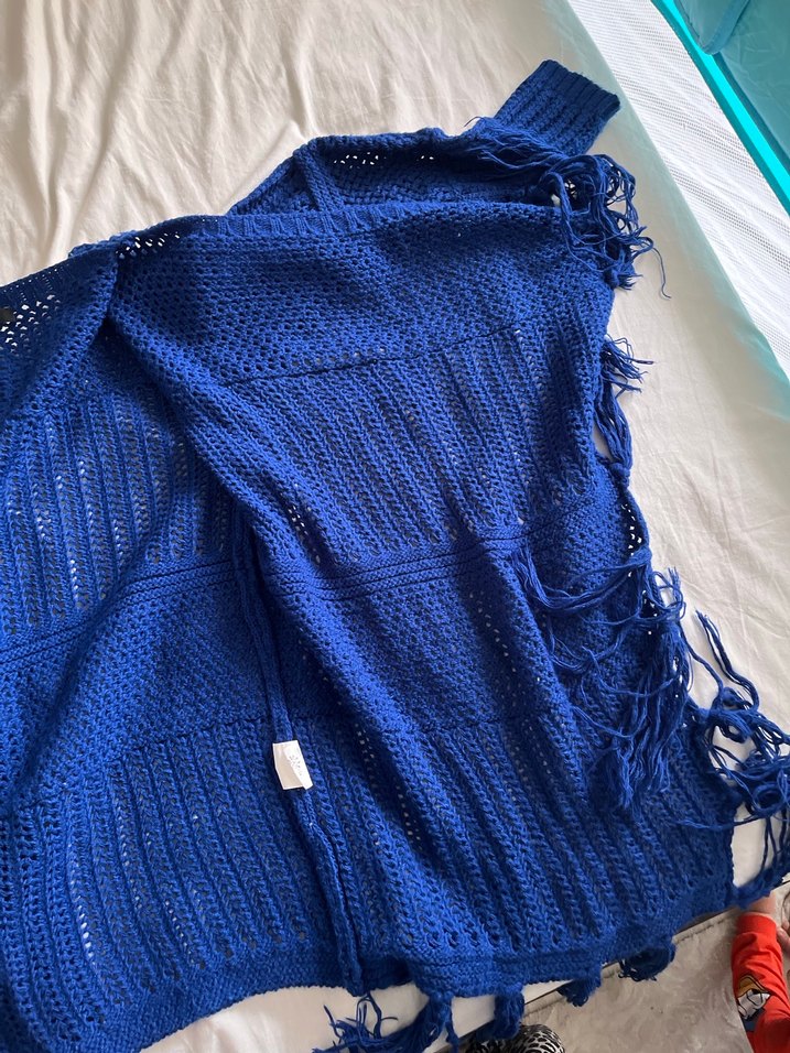 Bohem Tarz Lacivert Örgü Kadın Kazak - Görsel 4