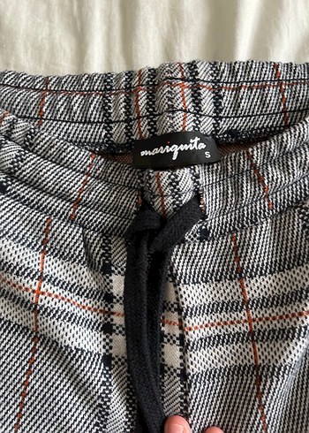 Kadın Gri Kareli Bol Kesim Kumaş Pantolon - Görsel 2