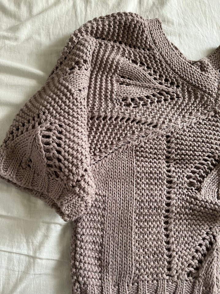 Bohem V Yaka Gri Örgü Kadın Kazak - Görsel 3