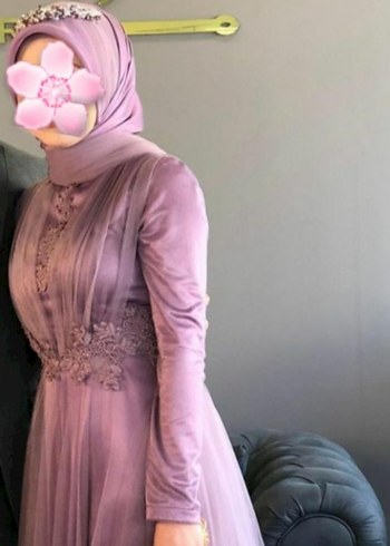 36 Beden mor Renk Tesettür Abiye Elbise