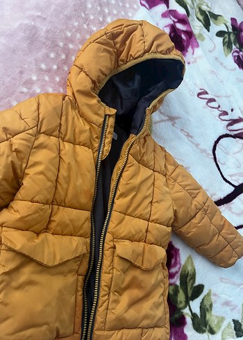 Orijinal Mango Kids Hardal Sarısı Şişme Mont - İçi Polar - Görsel 4
