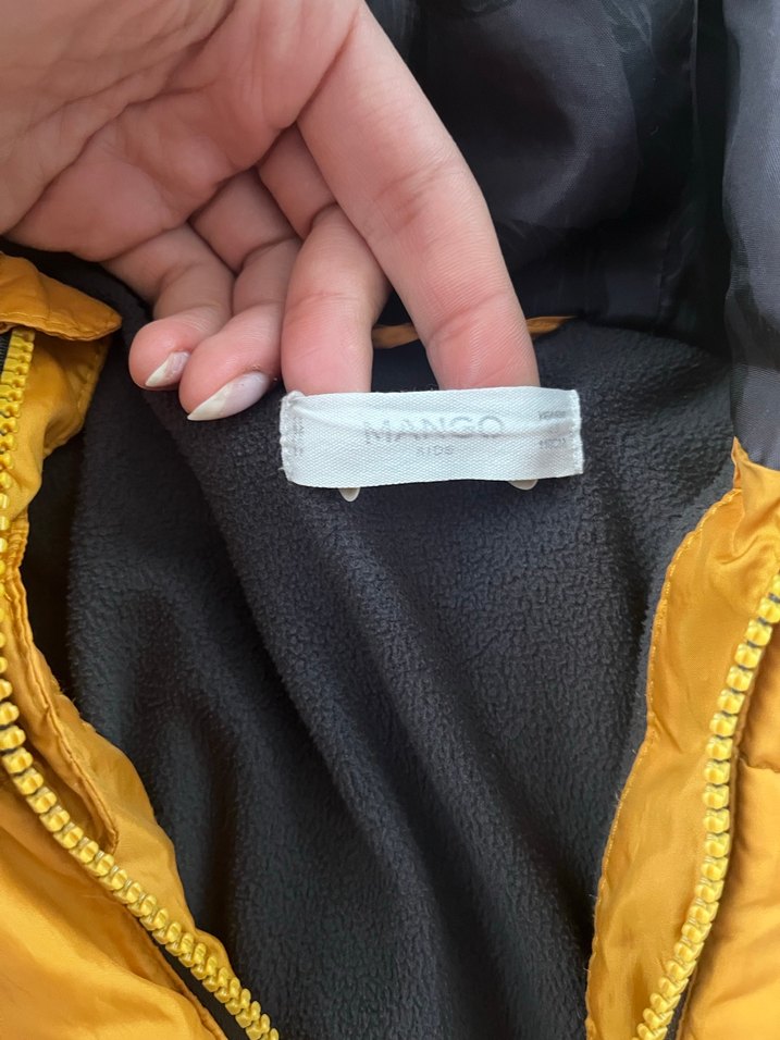 Orijinal Mango Kids Hardal Sarısı Şişme Mont - İçi Polar - Görsel 3