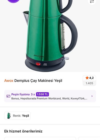 Awox Demplus 2200W Çay Makinesi  SIFIR KUTULU - Görsel 4