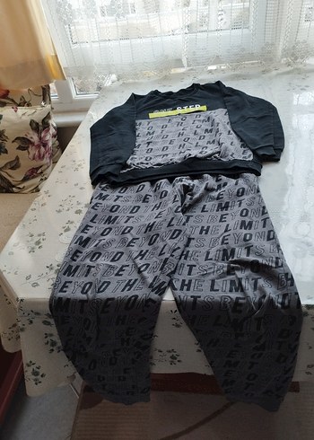 Erkek Gri Baskılı Rahat Kesim Eşofman Takımı - Görsel 4