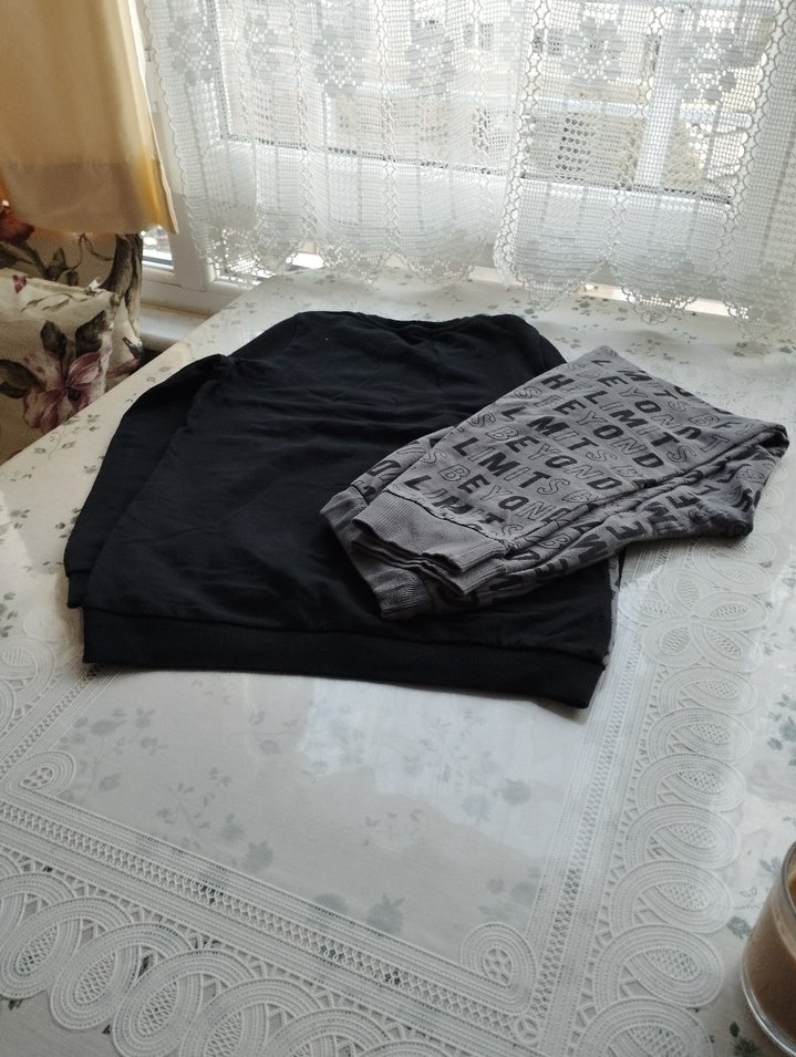 Erkek Gri Baskılı Rahat Kesim Eşofman Takımı - Görsel 3