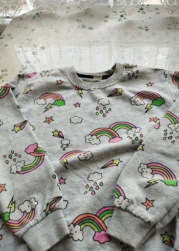 Kız Çocuk Gri Desenli Uzun Kollu Pijama Takımı - Görsel 8