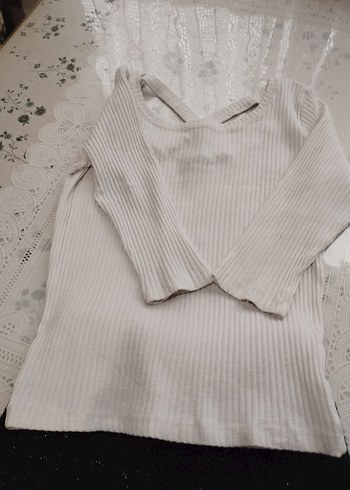 Beyaz V Yaka Triko Crop Top - Görsel 7