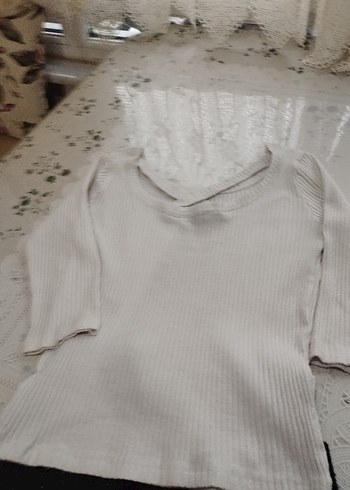 Beyaz V Yaka Triko Crop Top - Görsel 6